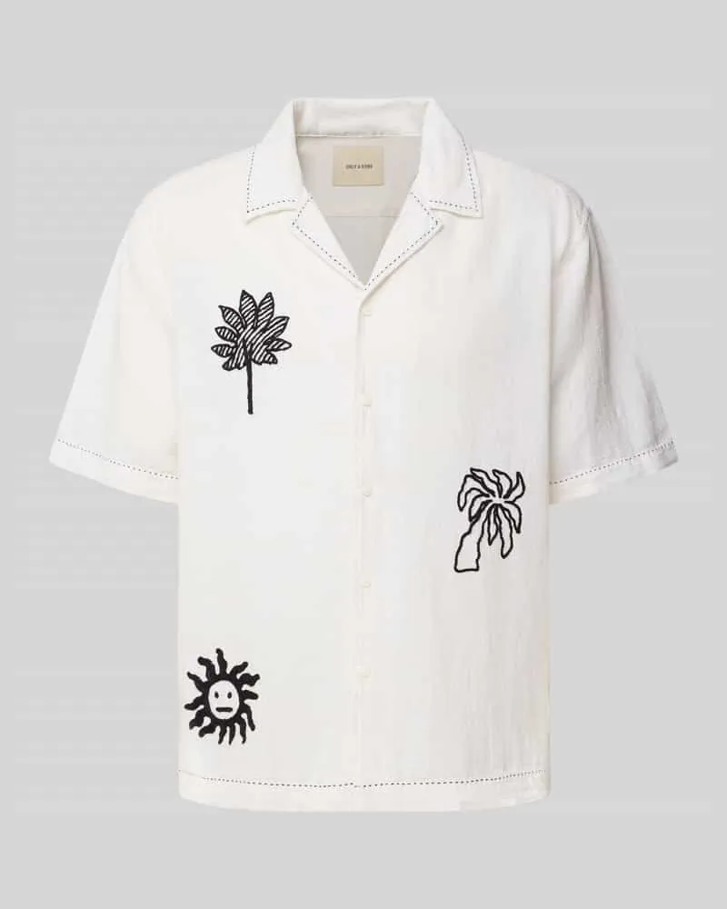 Only & Sons Regular Fit Leinenhemd mit Motiv-Stitching Modell 'CAIDENLY 