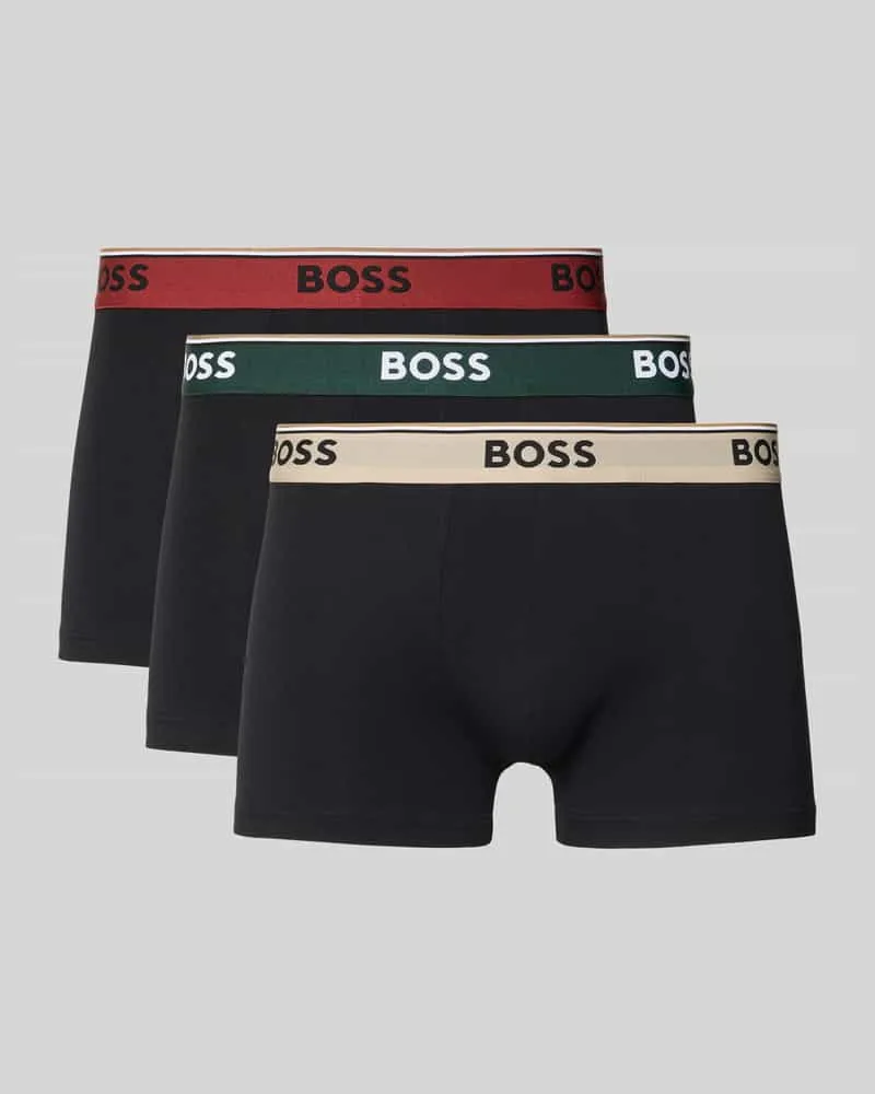 HUGO BOSS Slim Fit Trunks aus Baumwoll-Mix im 3er-Pack Black