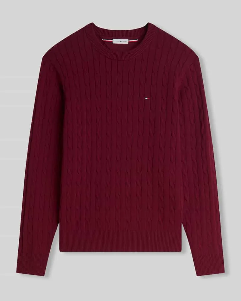 Tommy Hilfiger Regular Fit Pullover aus reiner Baumwolle Bordeaux