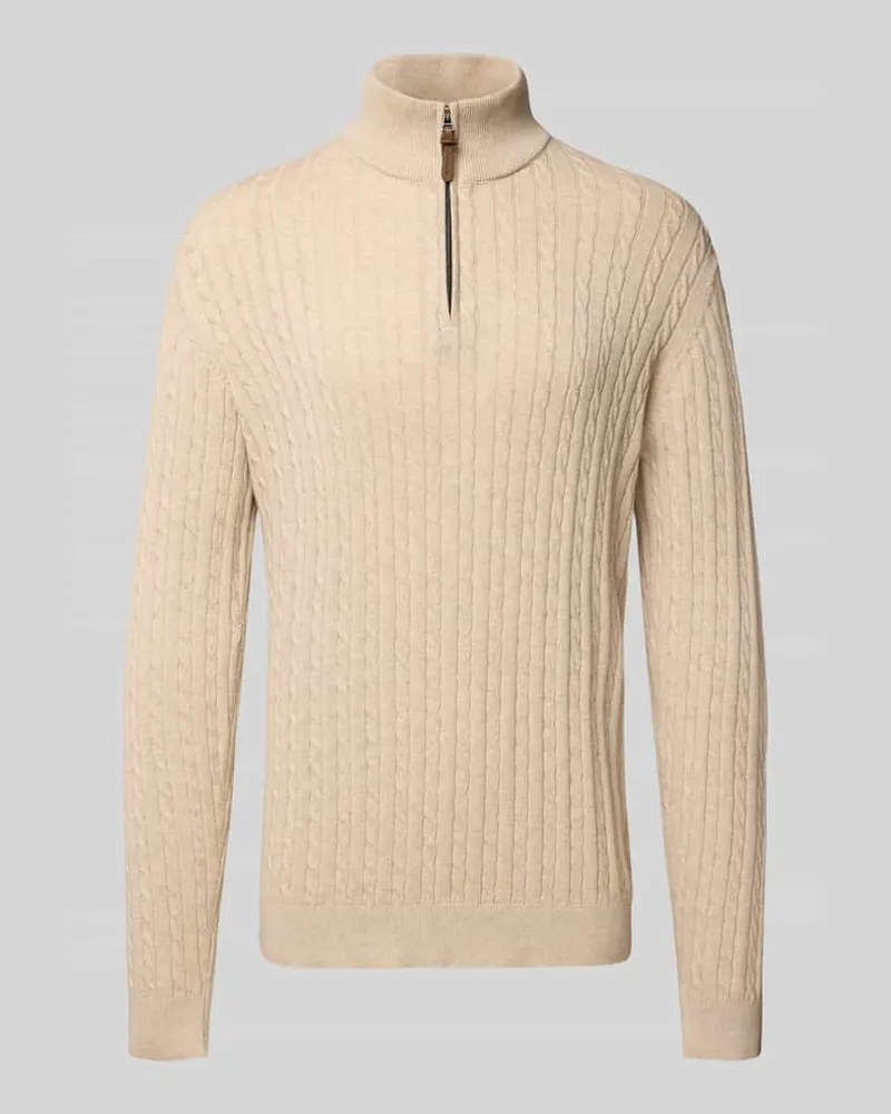 Lindbergh Troyer mit Zopfmuster und Label-Detail 