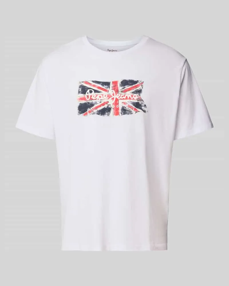 Pepe Jeans Regular Fit T-Shirt aus reiner Baumwolle Weiss