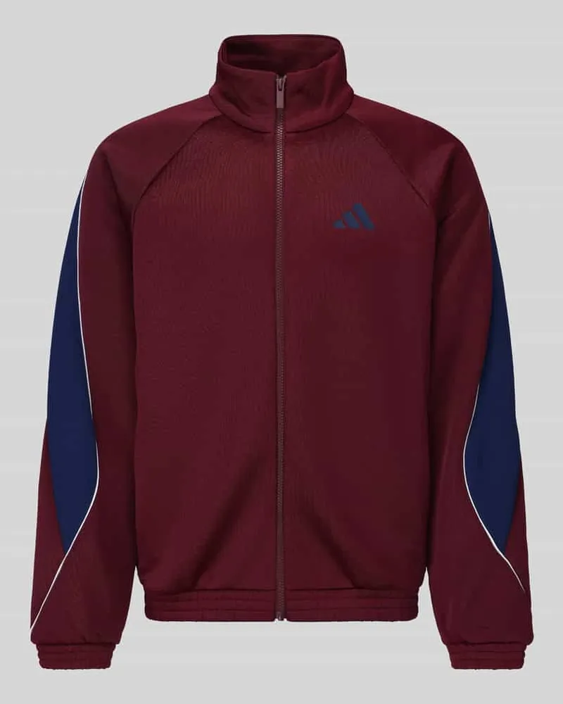 adidas Loose Fit Sweatjacke mit Baumwoll-Anteil Modell 'STADIUM Dunkelrot