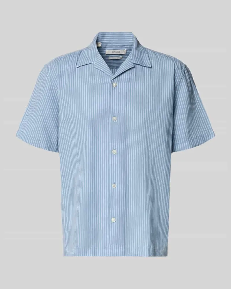 Selected Homme Relaxed Fit Freizeithemd aus Leinen-Baumwoll-Mix Modell 'RLXCLAY Hellblau