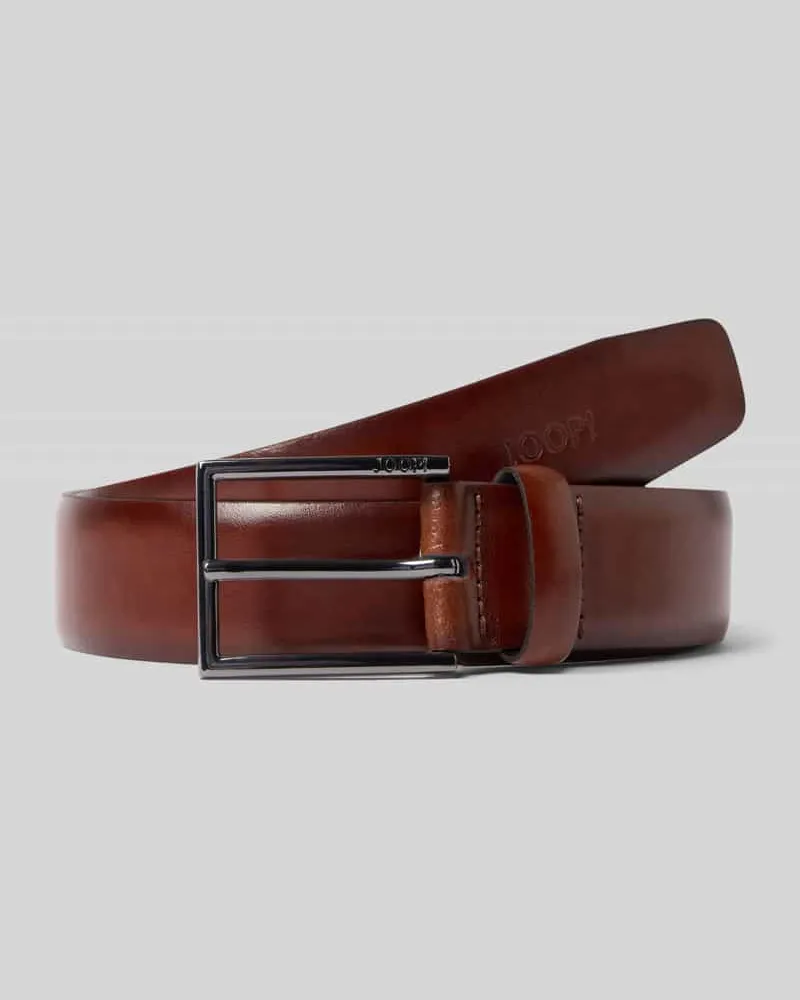 JOOP! Ledergürtel mit Label-Prägung Mittelbraun