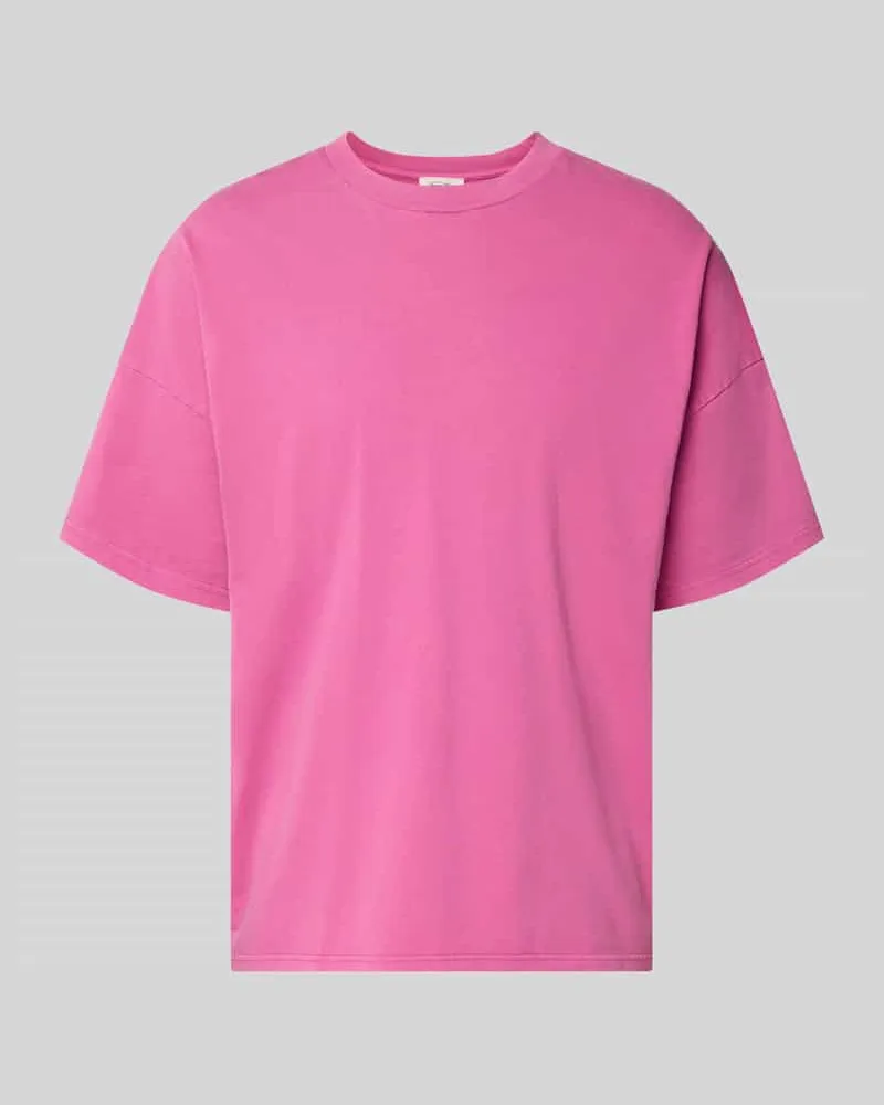 American Vintage T-Shirt mit geripptem Rundhalsausschnitt Modell 'FIZVALLEY Koralle