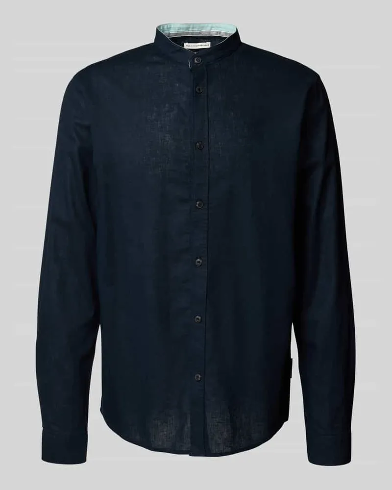 Tom Tailor Regular Fit Freizeithemd aus Leinen-Baumwoll-Mix Marine
