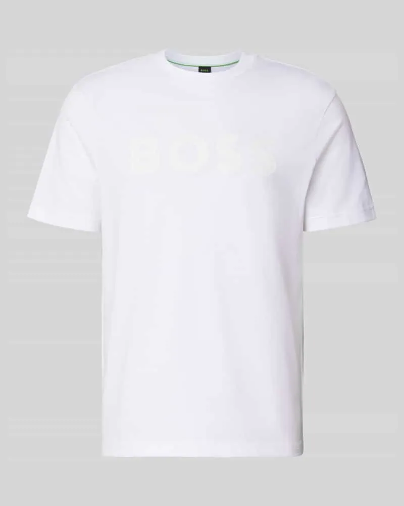 HUGO BOSS Regular Fit T-Shirt aus reiner Baumwolle Modell 'TS_STRUCTURE LOGO 1027473 Weiss