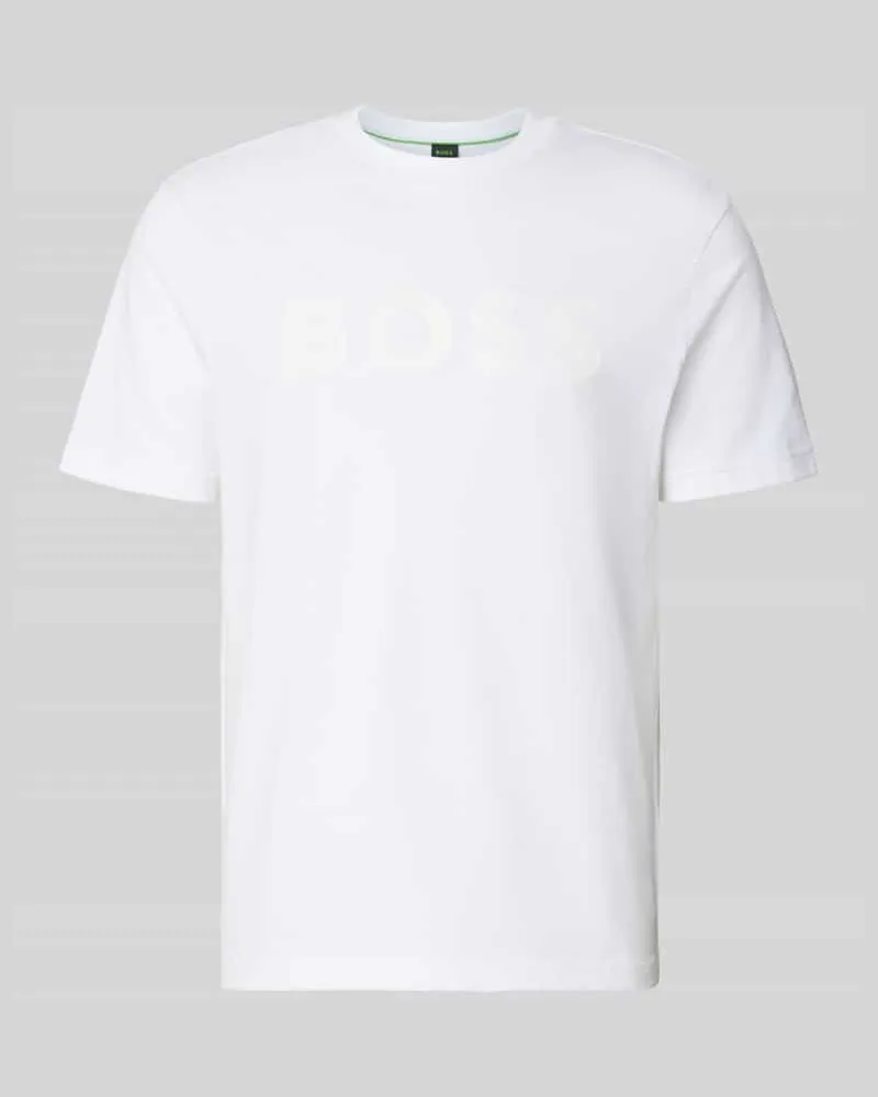 HUGO BOSS Regular Fit T-Shirt aus reiner Baumwolle Modell 'TS_STRUCTURE LOGO 1027473 Weiss