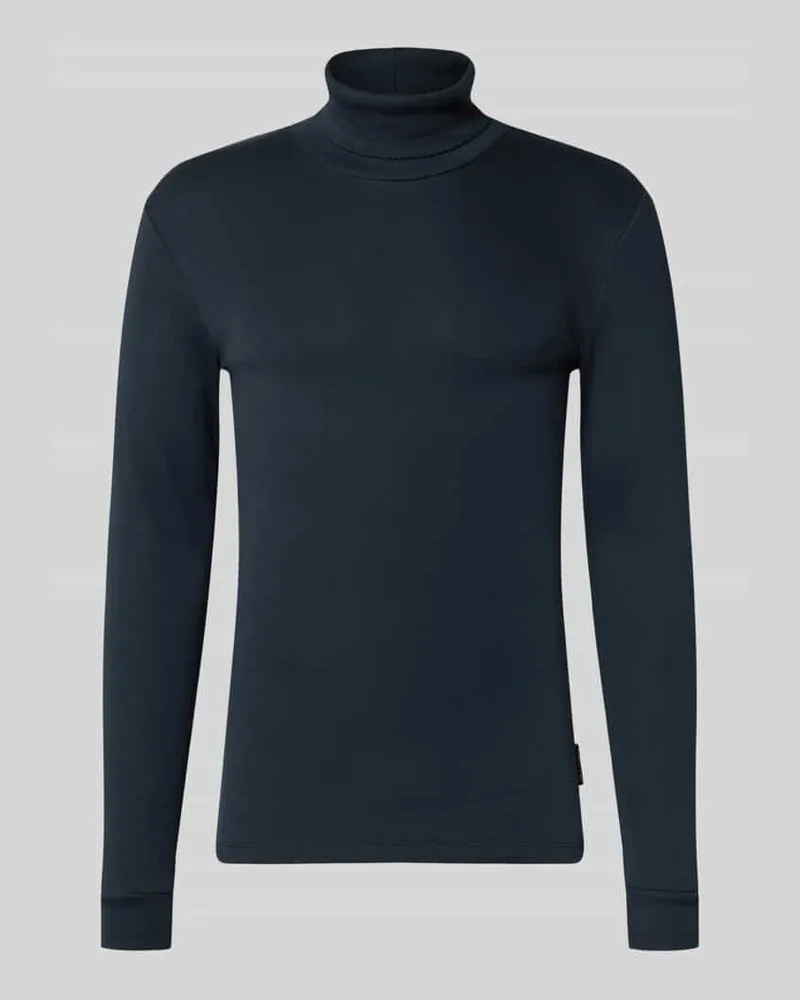Marc O'Polo Shaped Fit Langarmshirt aus reiner Baumwolle mit Rollkragen Marine