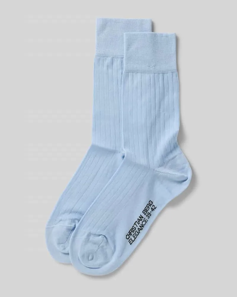 Christian Berg Socken mit Label-Print im 2er-Pack Hellblau