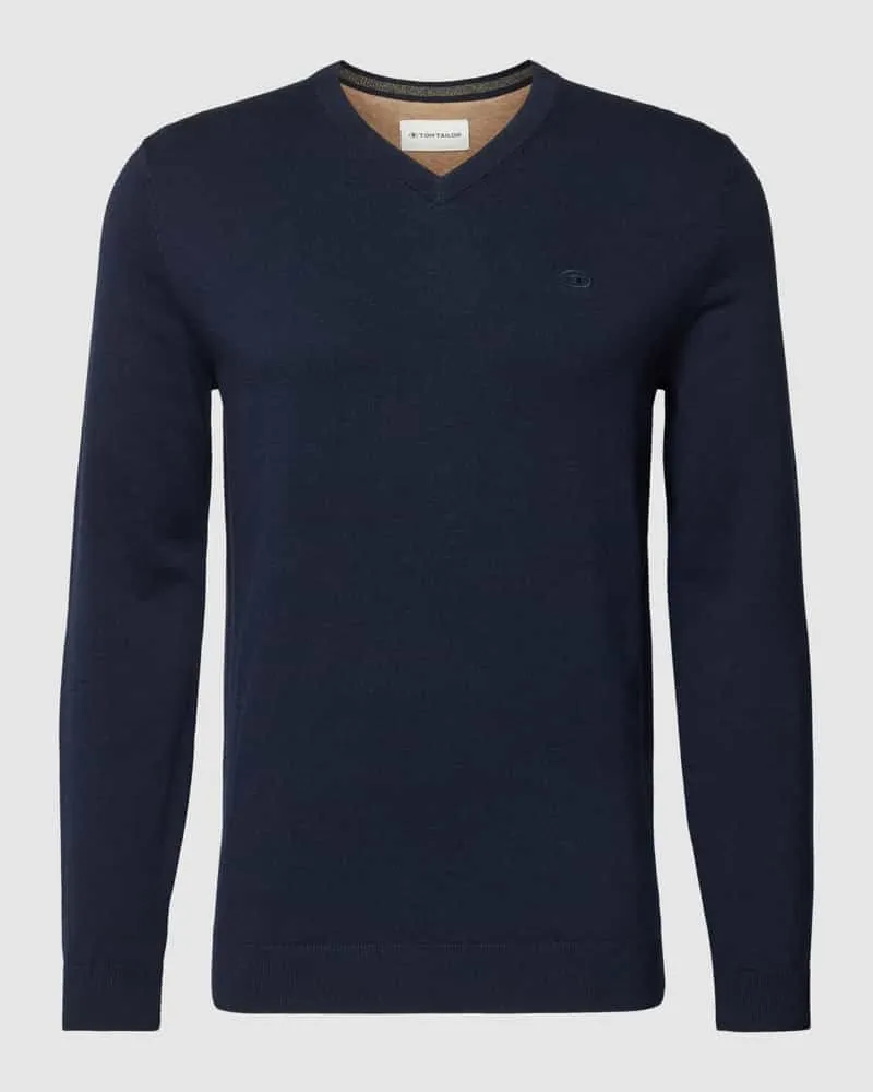 Tom Tailor Regular Fit Strickpullover aus reiner Baumwolle mit V-Ausschnitt 