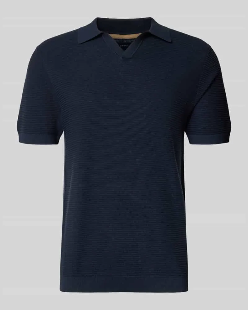 Christian Berg Strickshirt mit Polokragen und V-Ausschnitt Marine
