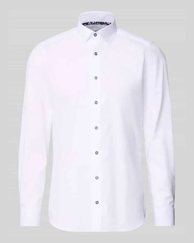 Olymp Regular Fit Businesshemd aus Baumwolle-Mix mit Kentkragen Weiss