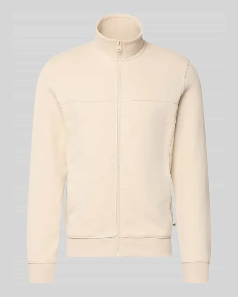 S.Oliver Regular Fit Sweatjacke aus Baumwoll-Mix Beige