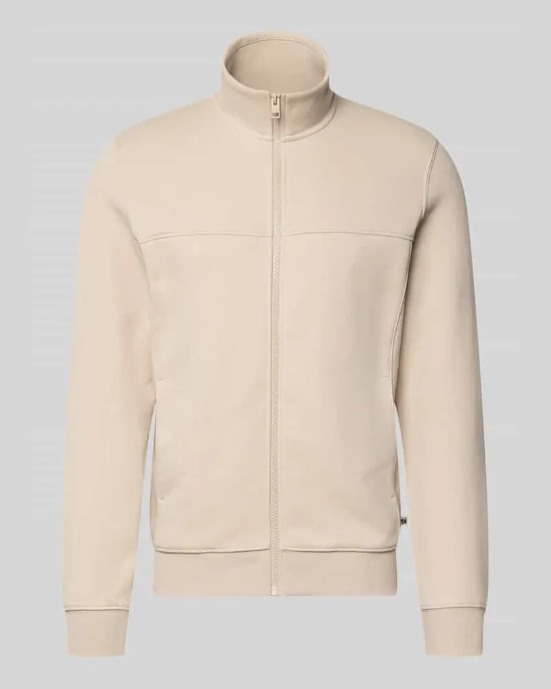 S.Oliver Regular Fit Sweatjacke aus Baumwoll-Mix Beige