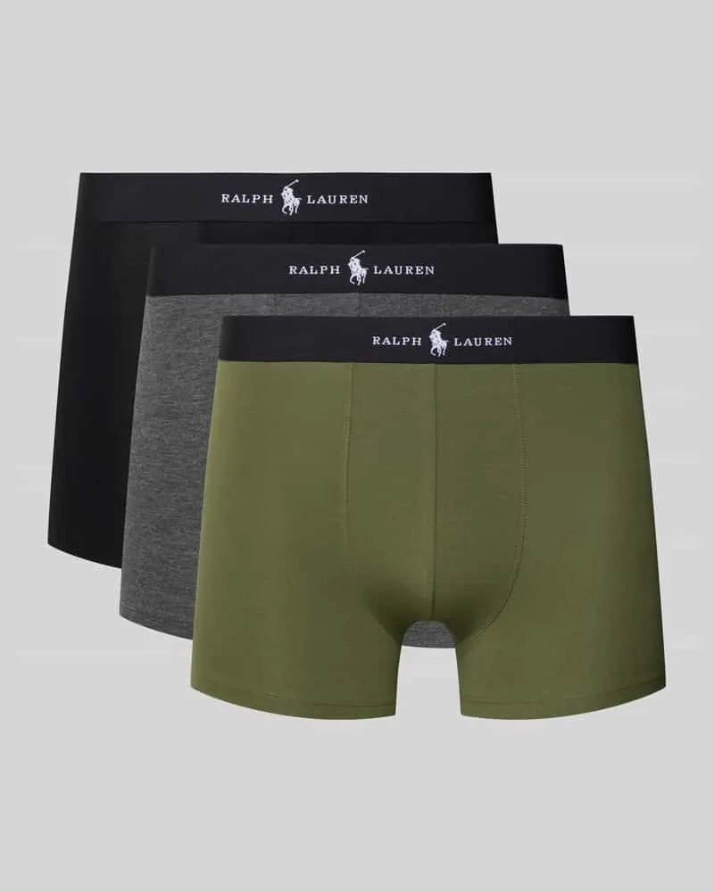 Ralph Lauren Slim Fit Trunks mit Logo-Stitching im 3er-Pack Oliv