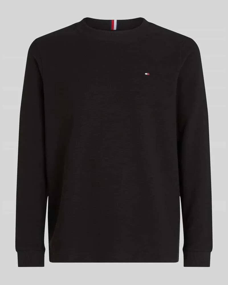 Tommy Hilfiger Regular Fit Langarmshirt mit dezentem Logo-Detail Black