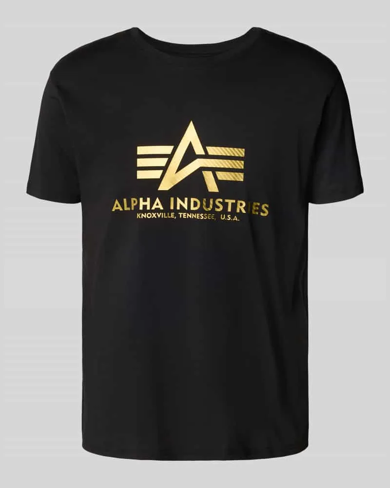 Alpha Industries T-Shirt mit Label-Print und Rundhalsausschnitt Black
