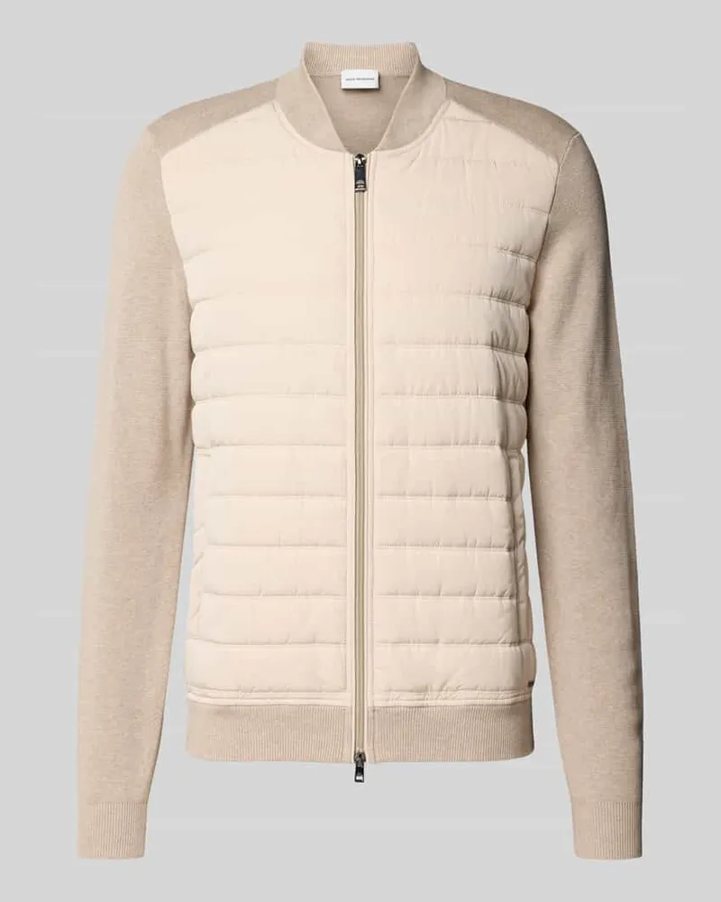 Roy Robson Strickjacke mit Stehkragen und Steppnähten Beige