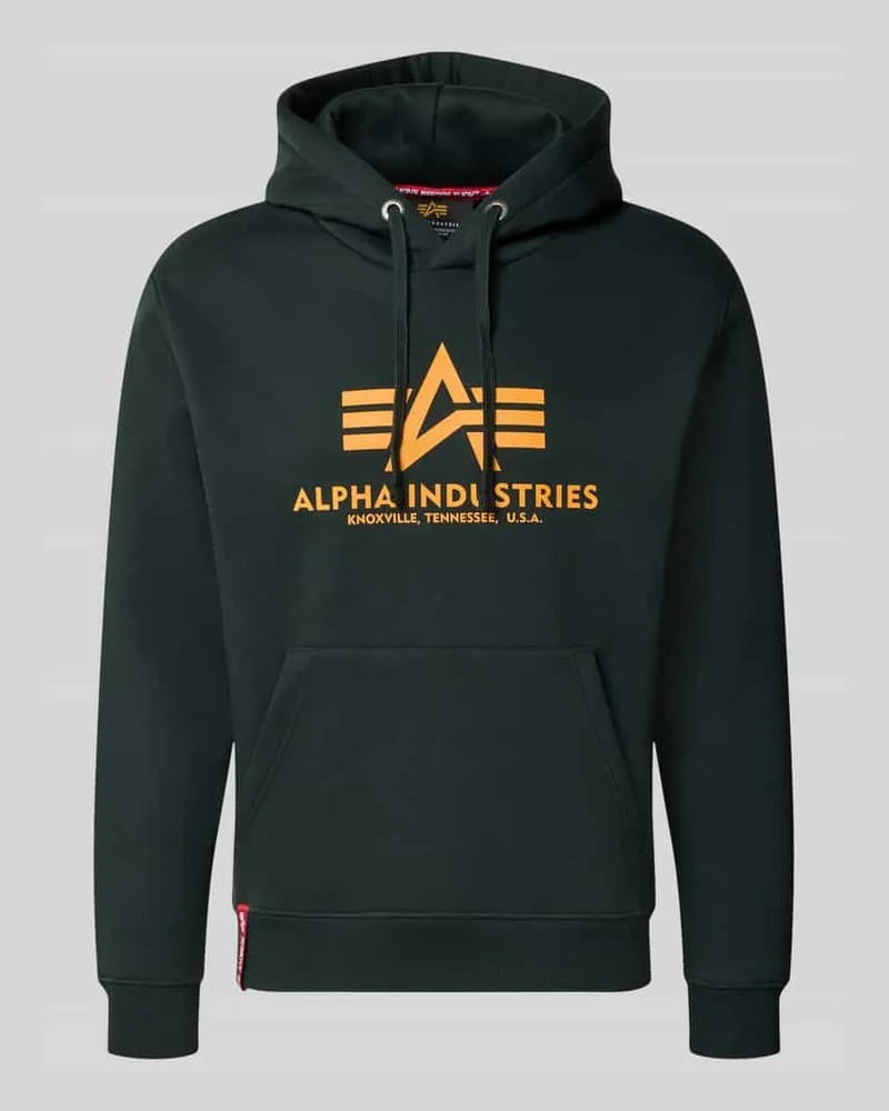Alpha Industries Regular Fit Hoodie aus Baumwoll-Mix mit Logo-Print Petrol