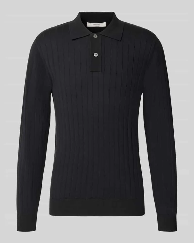 Selected Regular Fit Poloshirt aus reiner Baumwolle Modell 'TORINO Black