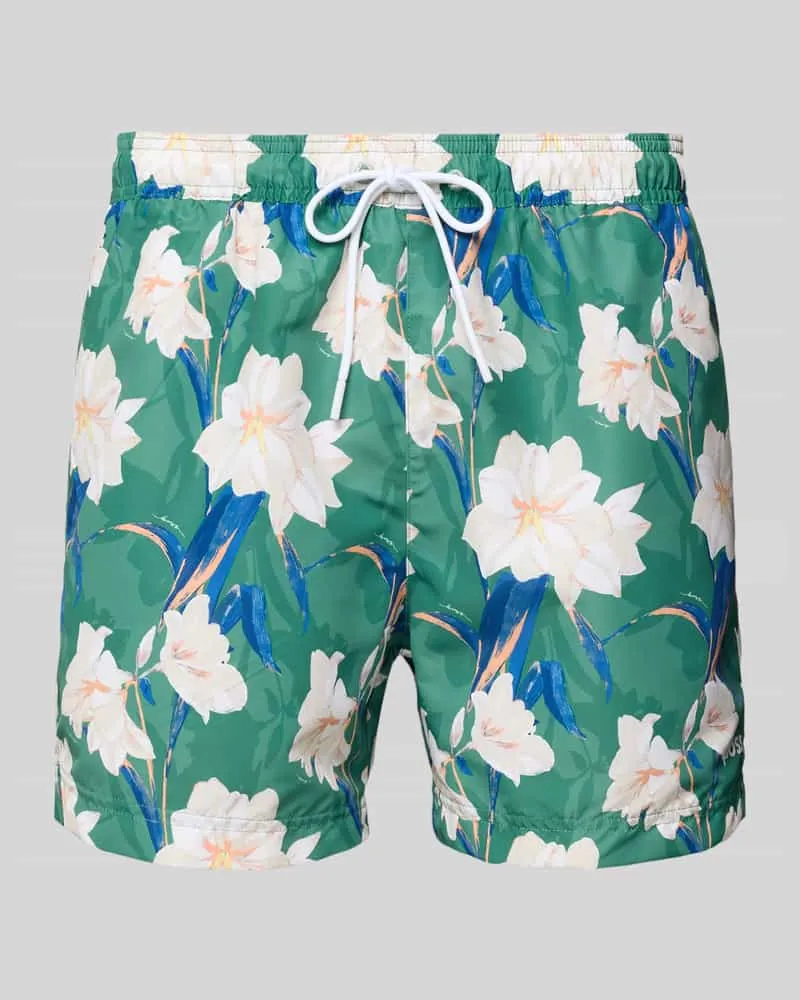 HUGO BOSS Badeshorts mit Allover-Muster Modell 'IRIS Gruen