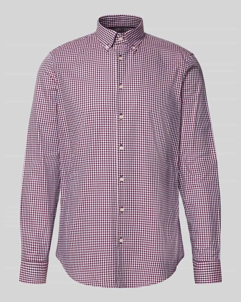 JAKE*S Regular Fit Freizeithemd mit Button-Down-Kragen Rot