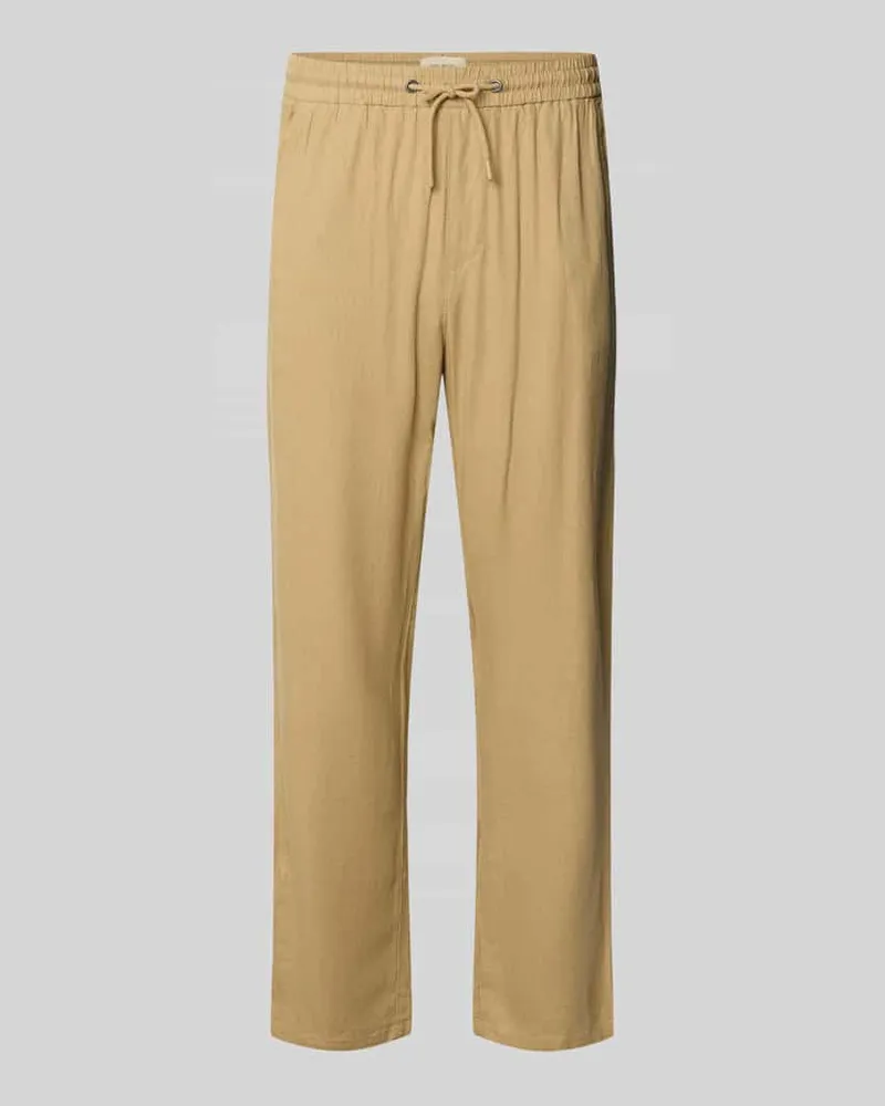 Blend Wide Fit Leinenhose mit Viskose-Anteil Modell 'Malvin Beige
