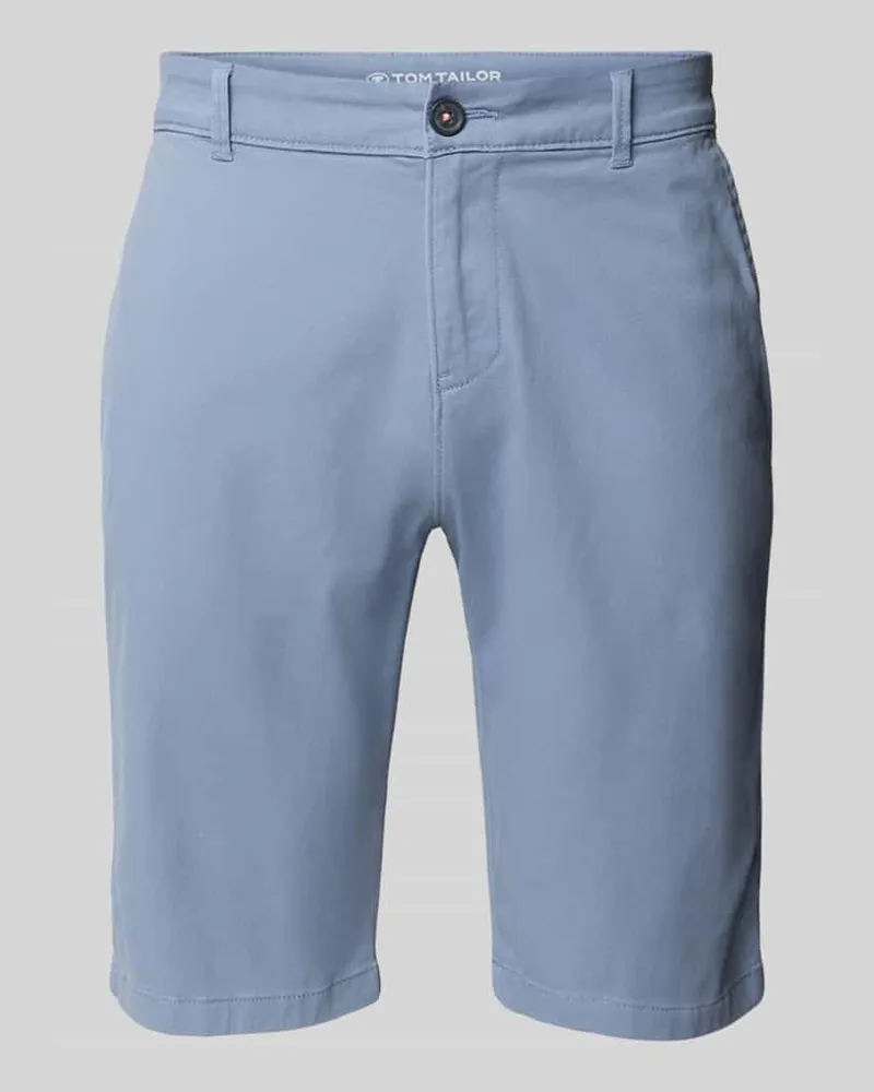 Tom Tailor Slim Fit Chinoshorts aus Baumwoll-Mix Rauchblau
