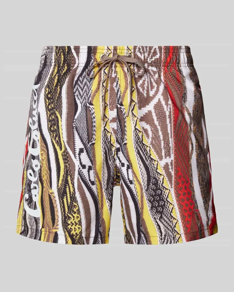 Carlo Colucci Badehose mit elastischem Bund und Tunnelzug Hellgelb