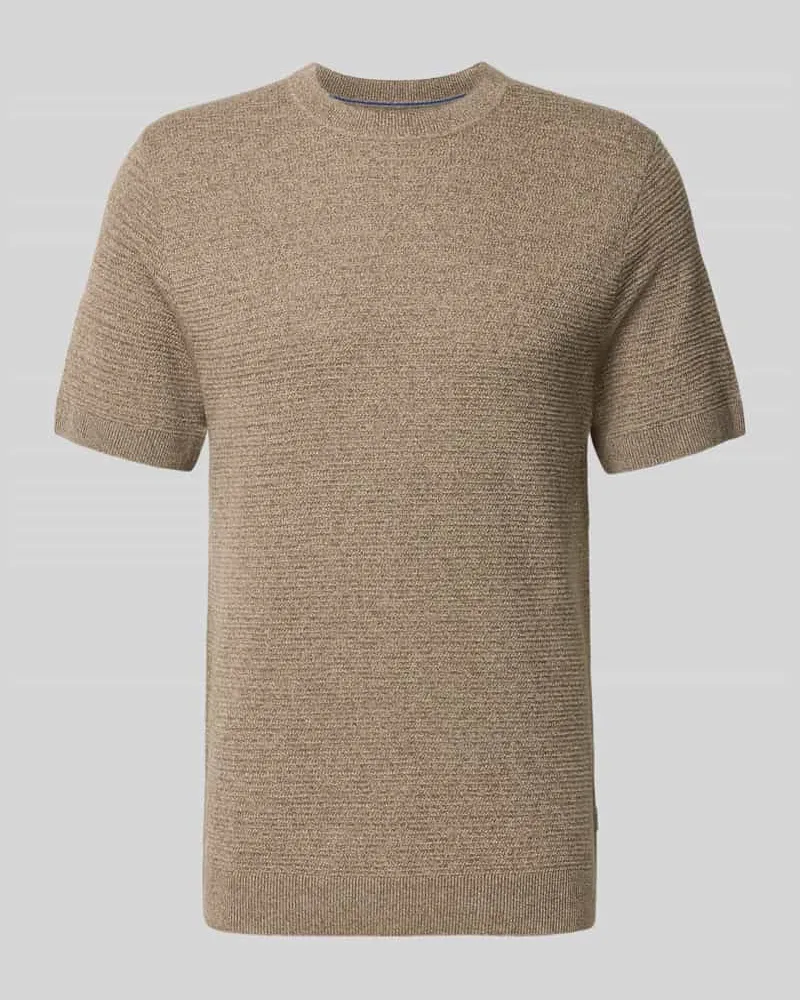 Jack & Jones Strickshirt mit Rundhalsausschnitt Modell 'RILEY Mittelbraun