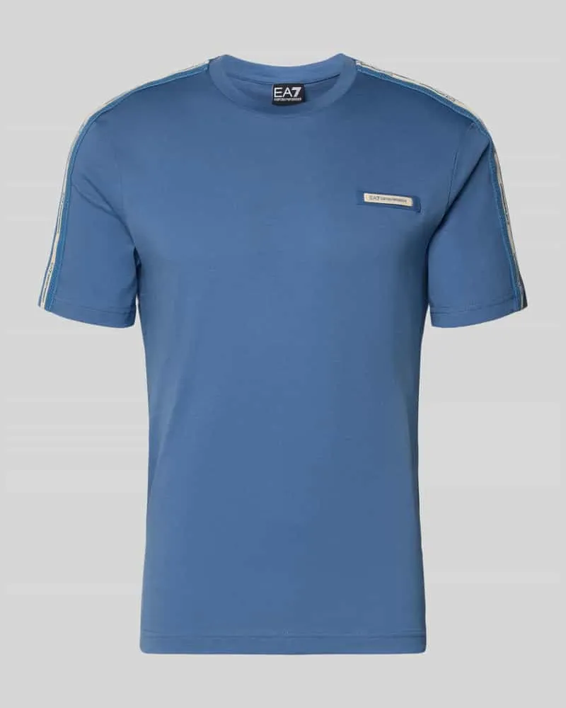 EA7 T-Shirt mit Label-Patch und Rundhalsausschnitt Sky