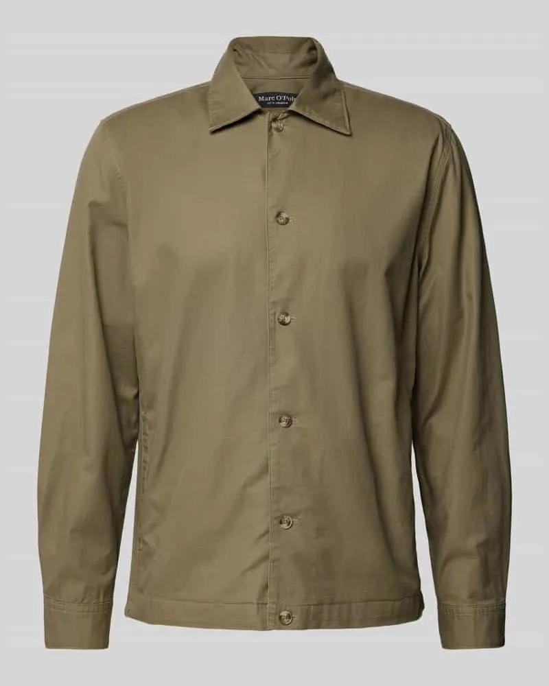 Marc O'Polo Loose Fit Overshirt aus Baumwoll-Leinen-Mix Oliv