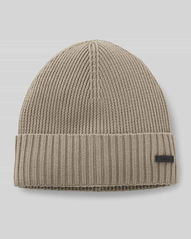 HUGO BOSS Mütze aus Wolle mit Logo-Patch Modell 'Fati Camel