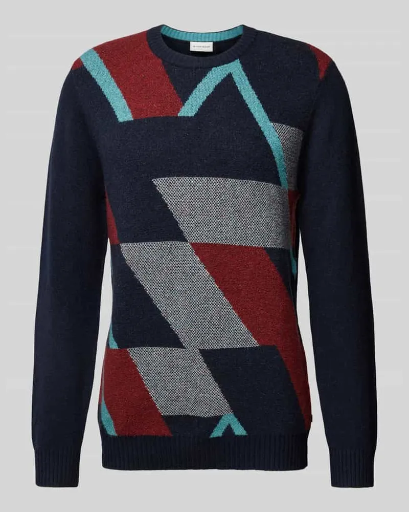 Tom Tailor Regular Fit Strickpullover mit Wollanteil und mehrfarbigem, geometrischem Muster 