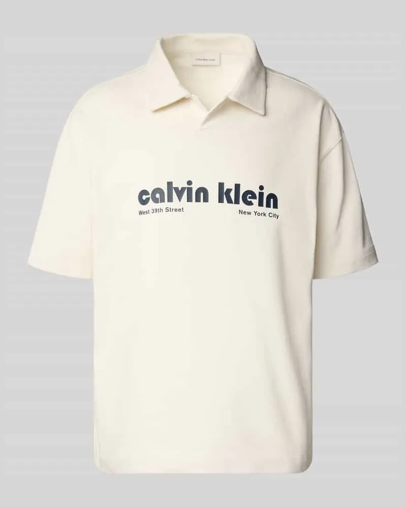 Calvin Klein Relaxed Fit Poloshirt mit Label-Print 