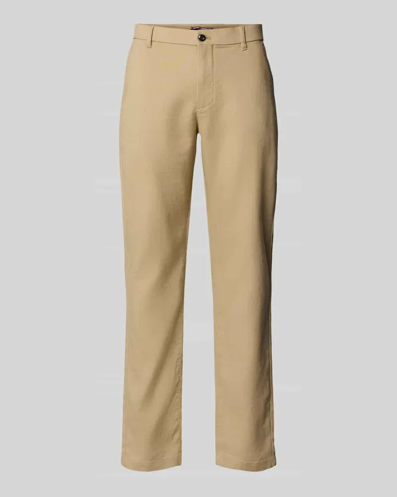 Tommy Hilfiger Slim Fit Leinenhose mit Logo-Stitching Modell 'DENTON SORONA Beige