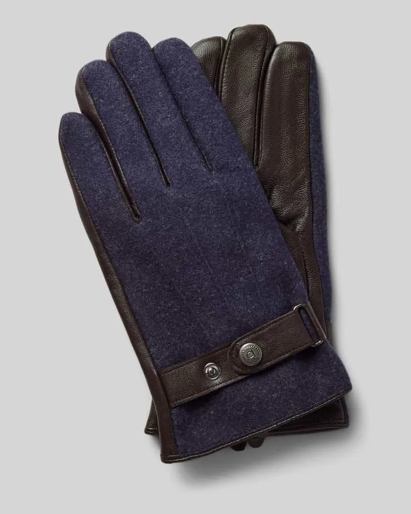 Bugatti Handschuhe aus Viskose-Mix mit Riegel Marine