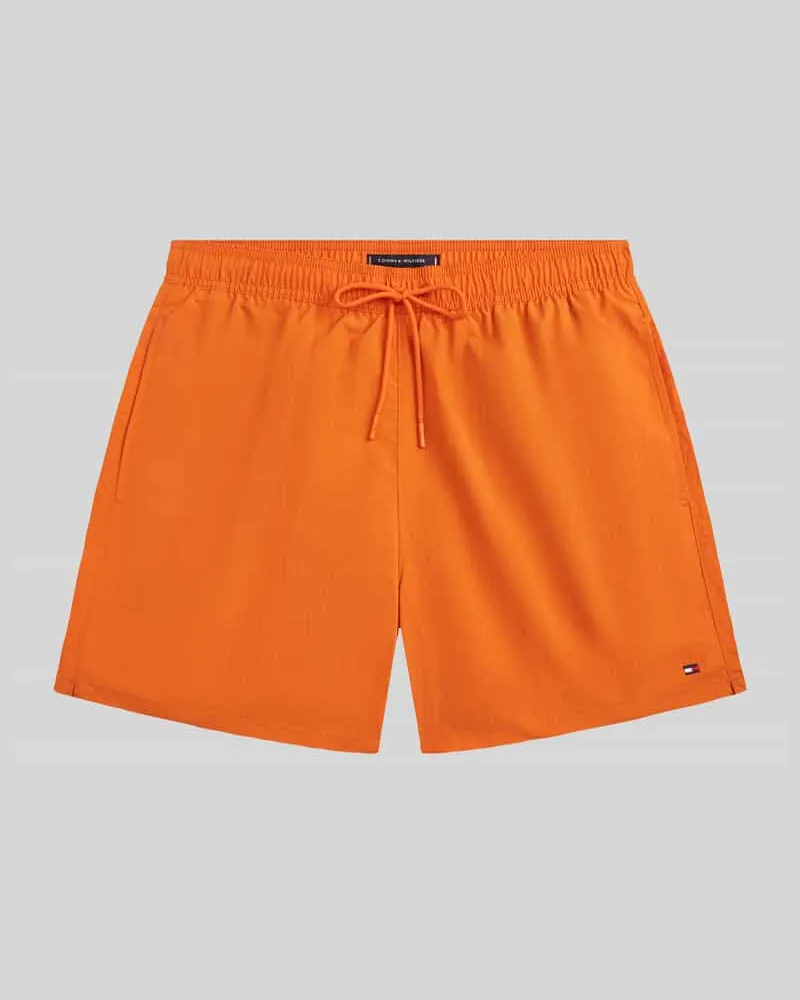 Tommy Hilfiger Regular Fit Badehose mit Logo Stitching Orange