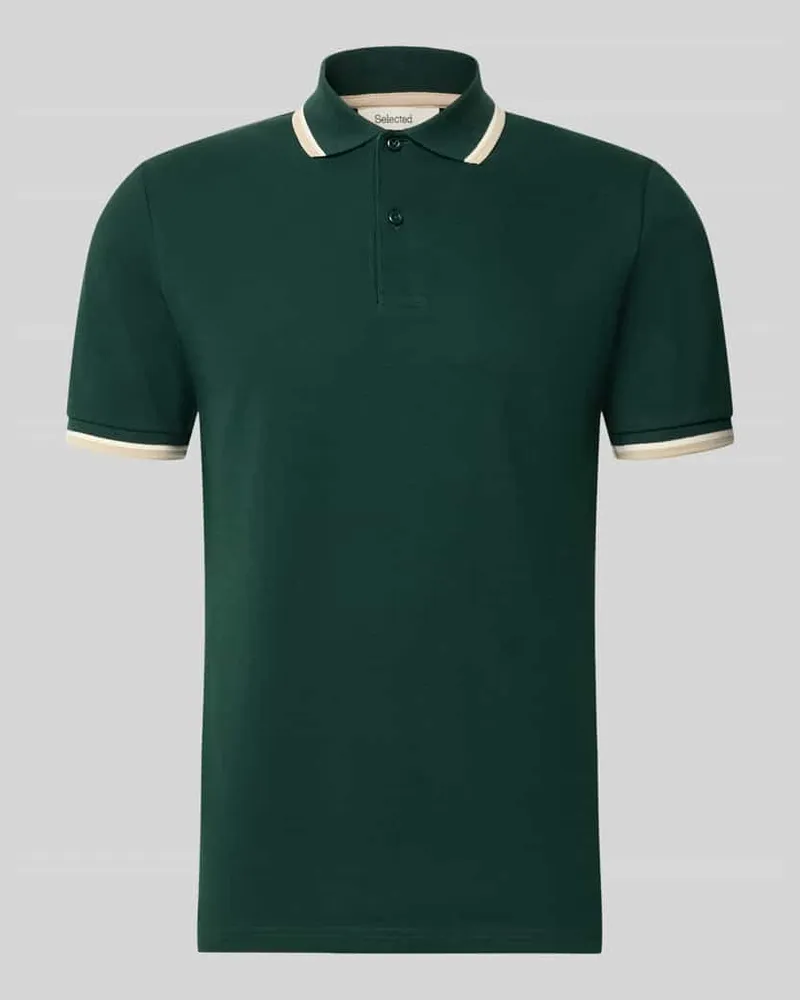 Selected Homme Slim Fit Poloshirt aus Baumwoll-Mix Modell 'ATLAS Dunkelgruen