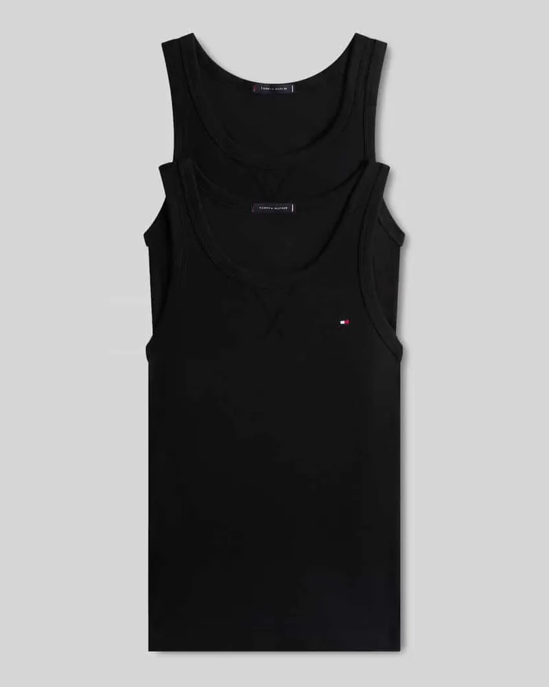Tommy Hilfiger Regular Fit Unterhemd aus Baumwoll-Mix mit Logo-Stitching Black