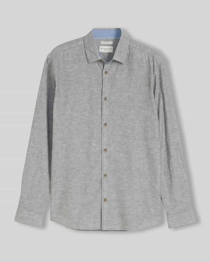 Tom Tailor Regular Fit Freizeithemd aus Leinen-Baumwolle-Mix Lind