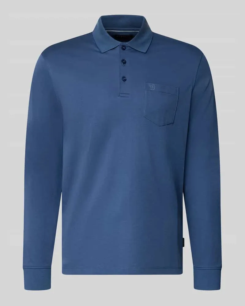 Bugatti Regular Fit Poloshirt aus Baumwoll-Mix mit Brusttasche Jeansblau