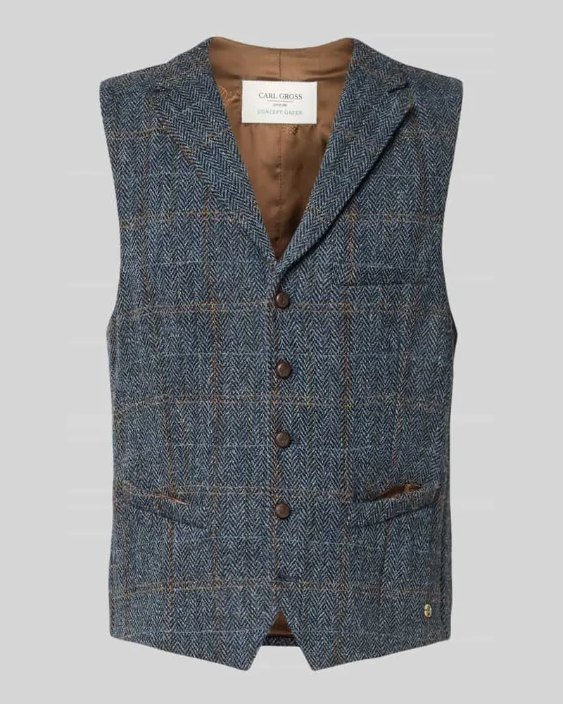 Carl Gross Weste aus Schurwolle mit Brustleistentasche Modell 'Warner Blau