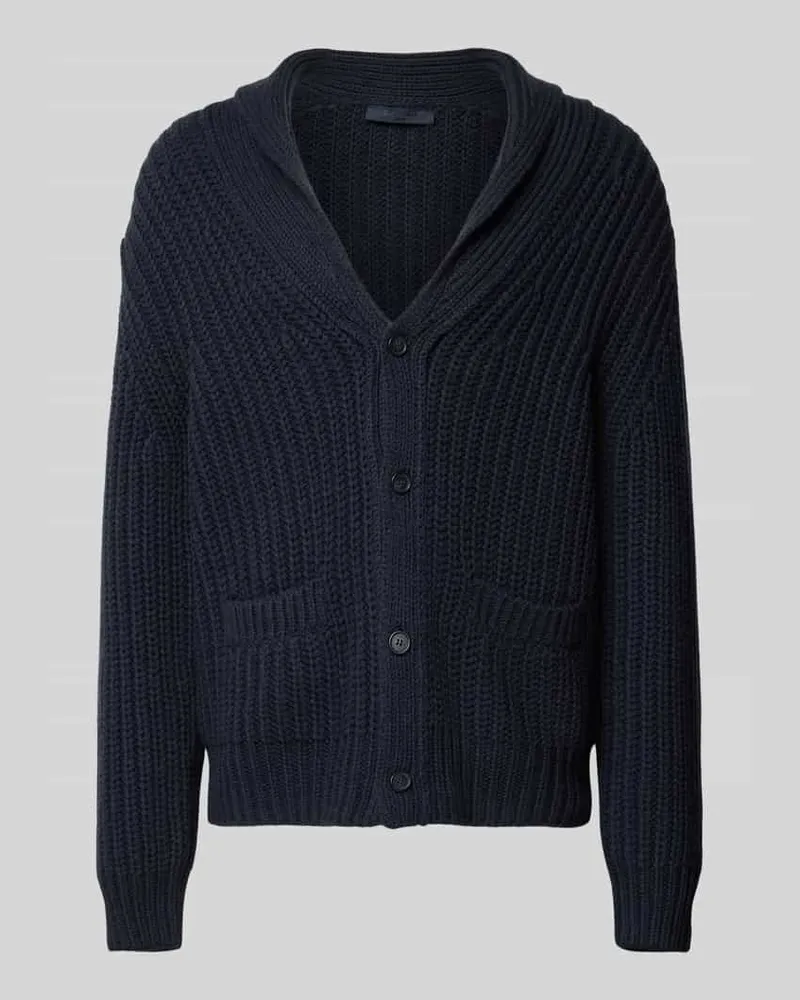 HUGO BOSS Regular Fit Strickjacke aus Schurwoll-Kaschmir-Mix - BECKHAM x Marine