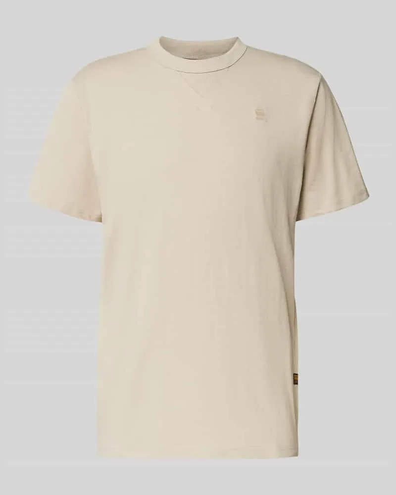 G-STAR RAW T-Shirt mit Label-Stitching und Rundhalsausschnitt Beige