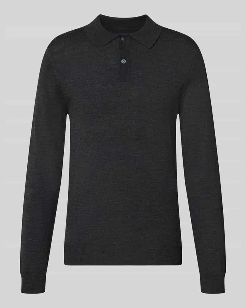 Christian Berg Regular Fit Poloshirt aus Woll-Mix Anthrazit