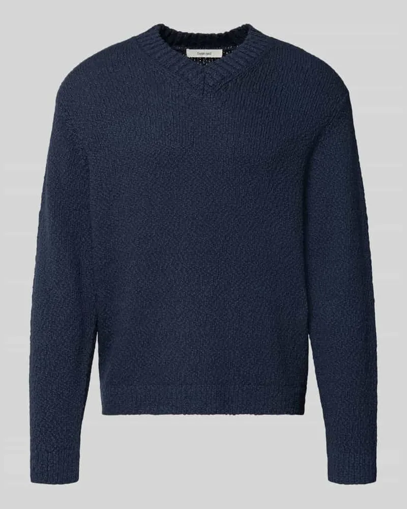 Selected Homme Regular Fit Strickpullover aus reiner Bio-Baumwolle Modell 'ANGUS Dunkelblau