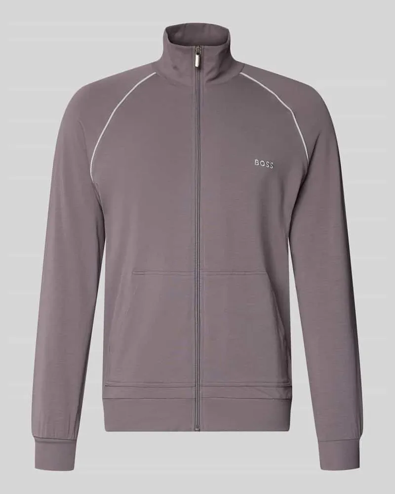 HUGO BOSS Regular Fit Sweatjacke aus Baumwoll-Mix Modell 'Mix&Match Taupe