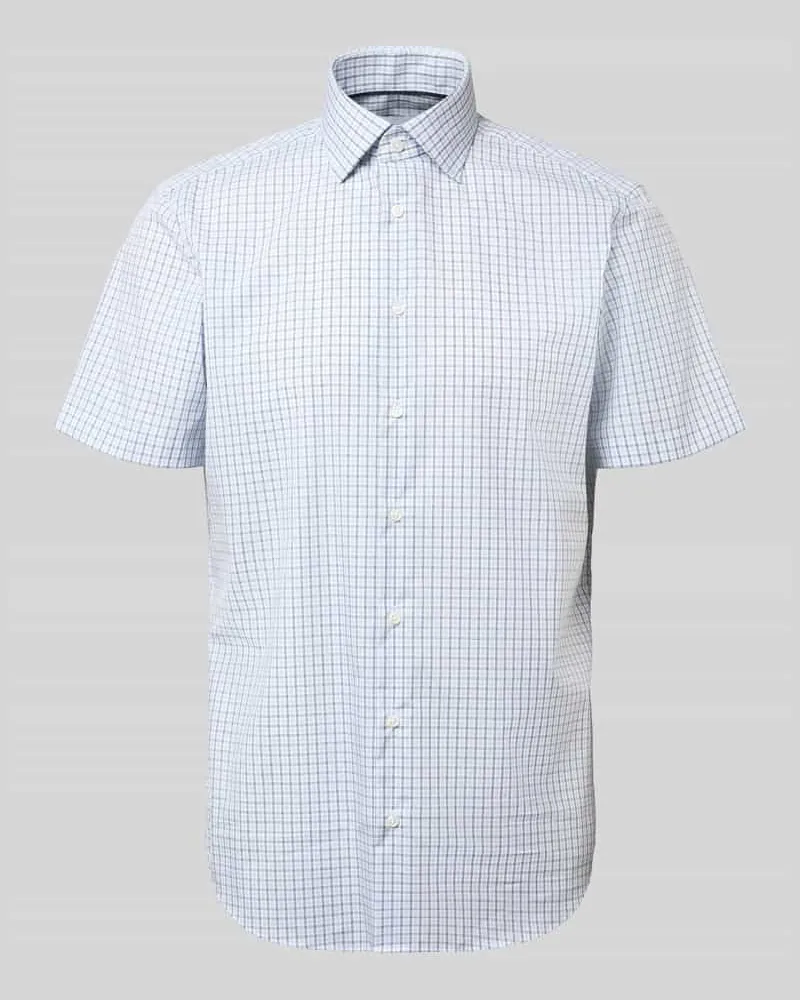 Christian Berg Regular Fit Business-Hemd aus Baumwolle mit Kentkragen Bleu